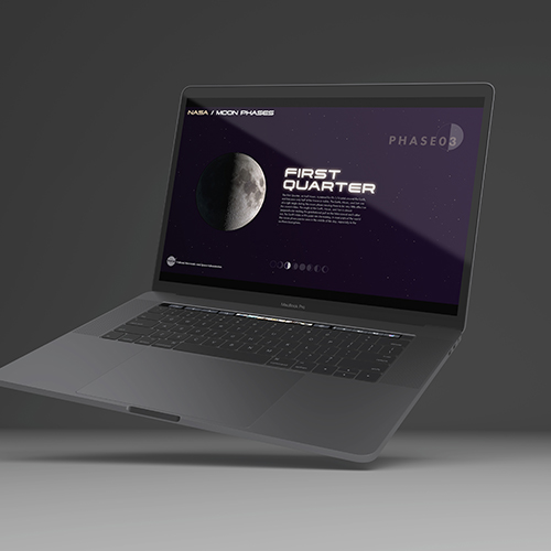 mockup of the moon website